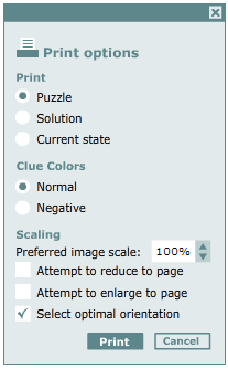 Print options dialog box Print options dialog box
