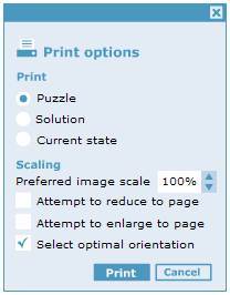 Print options dialog box Print options dialog box