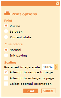 Print dialog box Print dialog box