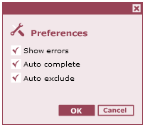Preferences dialog box Preferences dialog box
