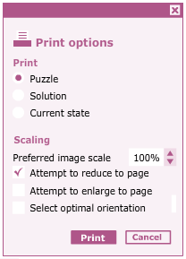 Print options dialog box Print options dialog box